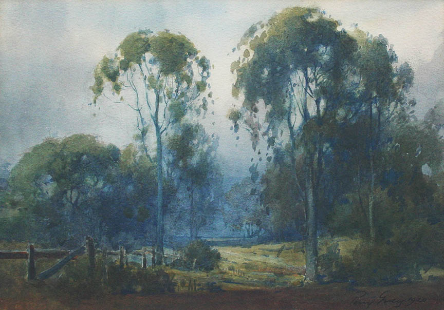 Percy Gray - Eucalyptus Trees Along the Wooden Fence, 1920
